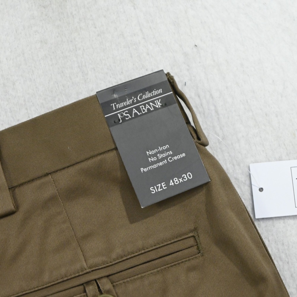 Jos. A. Bank Traveler Khaki Dress Pants Mens 44 x 32 NEW Brown Pleated Non-Iron - Picture 9 of 9
